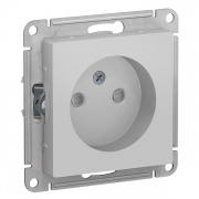 Розетка без заземления со шторками 16А SE AtlasDesign, алюминий