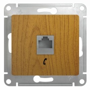 Розетка телефонная RJ11 механизм SE Glossa, дерево дуб