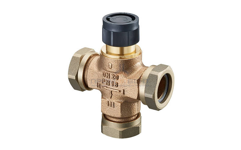 Вентиль распределительный трехходовой Oventrop Tri-D TR - Ду40 (НГ, PN16, kvs 9.5, бронзовый)