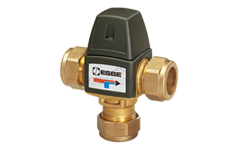 Клапан термостатический смесительный ESBE VTA323 - CPF 22 мм (компрессионное подключение, Tmax. 95°C, точка переключения 20-43°C)