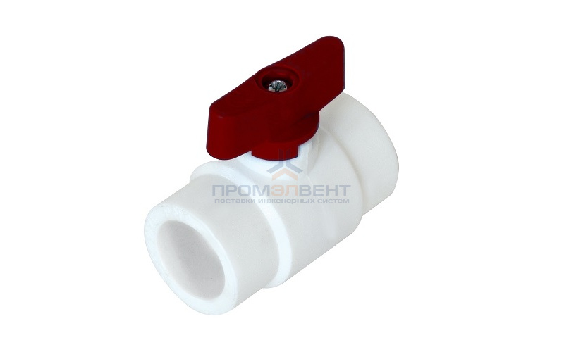 Кран шаровой мини KALDE - 32 (для полипропиленовых труб под пайку, ручка-бабочка красная)