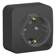 Розетка компактная с заземлением со шторками Blanca Schneider Electric 16А 250В антрацит из.пластина