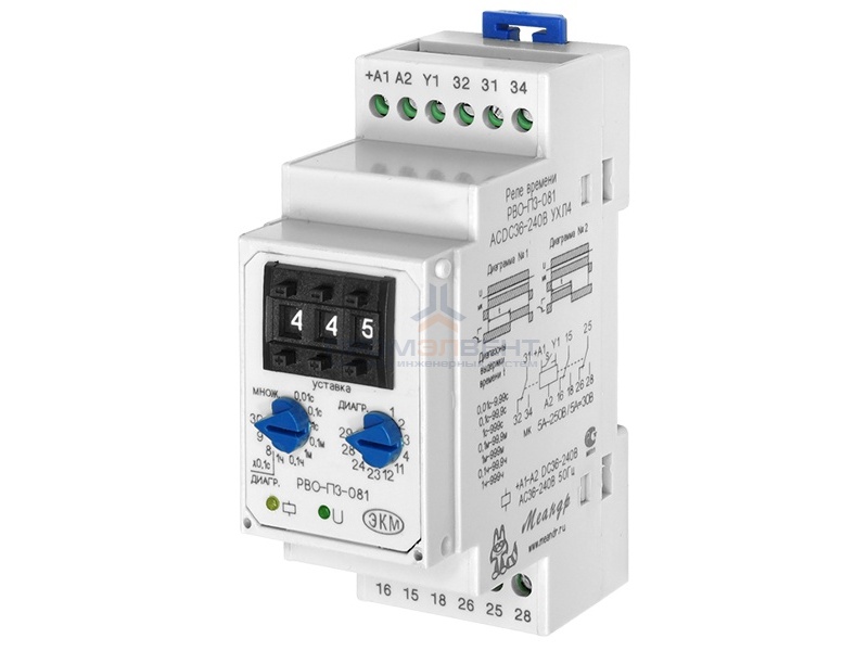 Реле времени однокомандное РВО-П3-081 ACDC36-240В УХЛ4 на DIN-рейку